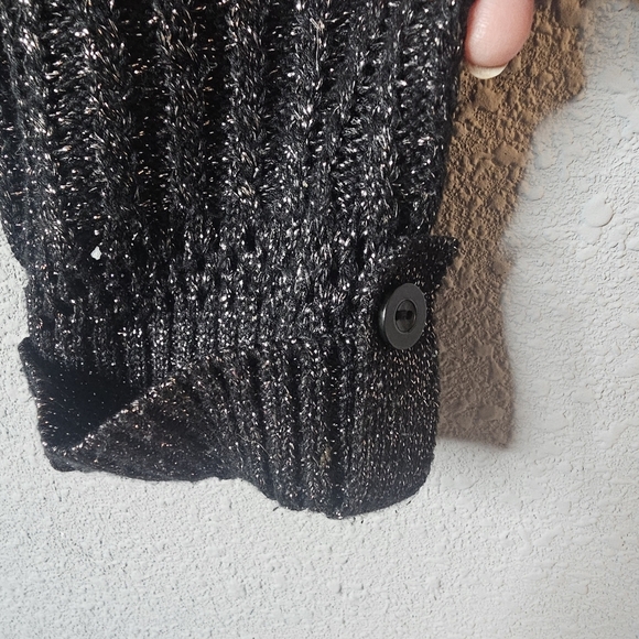 GNW Womens Plus 2X Black Sweater‎ Silver Tinsel Sparkle Threading Oversized - Picture 3 of 10